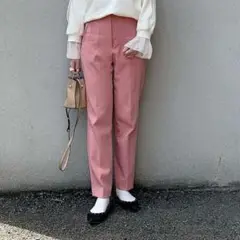 ZARA ピンク ハイウエスト スラックス　タック