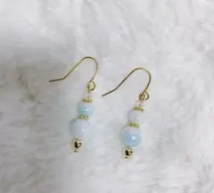 ピアス　水色　ゴールド　推し活　推し色