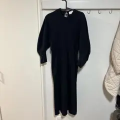 【期間限定値下げ】マメクロゴウチ　黒　7分丈　ニットワンピース