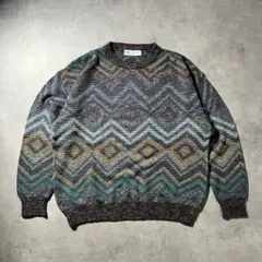 ヴィンテージ 総柄 ニット セーター マルチカラー 古着 メンズ