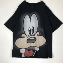 3230　ディズニー　グーフィー　ビッグロゴ　半袖　Tシャツ　黒