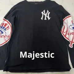 Majestic NYヤンキース ロンT M 黒 ビッグロゴ MLB公式