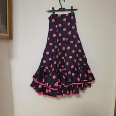 ✨️ハンドメイド✨️フラメンコ衣装サテン生地スカート(2段フリル付き )✨️のサムネイル