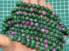 天然石 エピドッド　Epidote Zoisite 8mm 1連約40cm