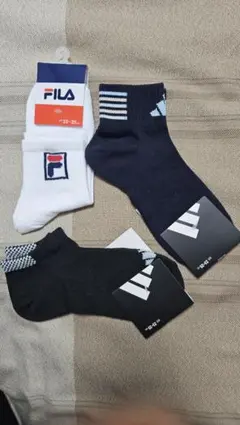 新品★スポーツソックス３足セット アディダス フィラ