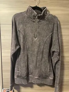 【CLEL】ヴィンテージデザイン ハーフジップ スウェット チャコール S