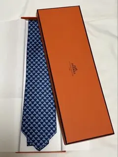 新品未使用】エルメス ネクタイ H柄 ファソネ ネイビー 箱・ショッパー