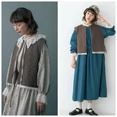 サマンサモスモス　kazumiコラボ 　キルトとレース2WAYベスト