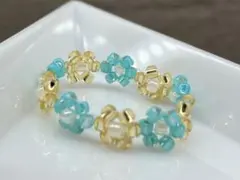 No.56』人気カラー！ ピスタチオ② ビーズ リング ハンドメイド 韓国