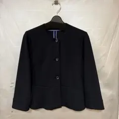 新品ノーカラージャケット ネイビー　濃紺　クリスのサムネイル