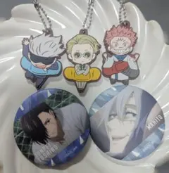 呪術廻戦 ラバーキーホルダー 缶バッチ ポーチ グッズ セット