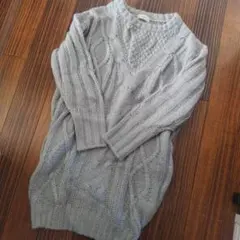 ADREE グレー 長袖ニットワンピース 可愛い フリーサイズ