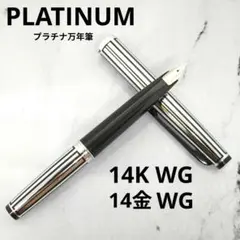 【早い者勝ち】PLATINUM プラチナ 万年筆 14KWG ストライプ 名入りのサムネイル