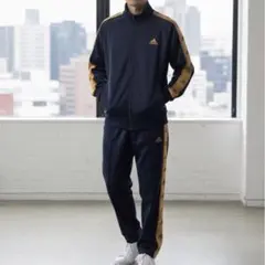 アディダス 上下 トラックジャケット ジャージ ネイビー×オレンジ サイドロゴL
