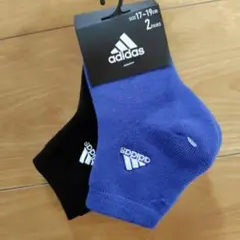 adidas 靴下 17-19cm 2ペア 黒 青
