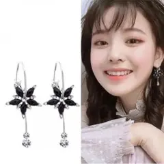 ピアス レディース シルバー ブラック 星 韓国 ファッション #C230-1