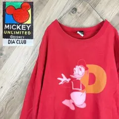 90s Disneyディズニー ドナルド　スウェット　トレーナー　赤　古着