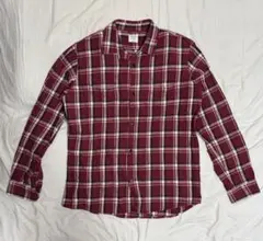 赤系チェック 長袖ネルシャツ
