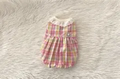 ＊ハンドメイド犬服＊バルーンワンピ・ピンク系チェック