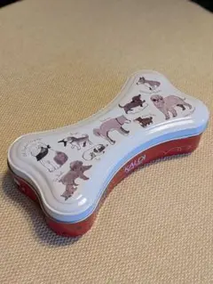 KALDI 犬のイラスト缶 骨型小物入れ