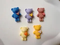 くまさん　デコパーツ　5個