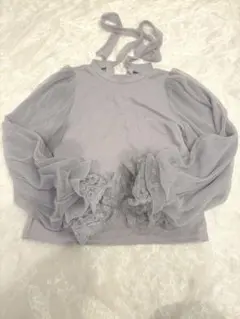 薄紫 フリル付き長袖トップス　グレイル