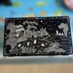 蝋色塗平卓 螺鈿 黒塗卓 共箱 平卓 花台 香炉台 木製漆塗 猫足 - メルカリ