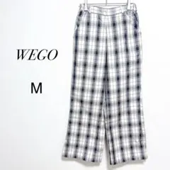 【ウィゴー】ワイドパンツ チェック柄　センタープレス M アイボリー　WEGO