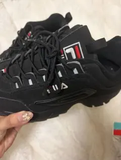 FILA 厚底スニーカー ブラック チェーン付（ムラサキスポーツ限定 