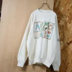93年 USA製 TULTEX ネイティブアート ルーズ スウェット 白系 XLのサムネイル
