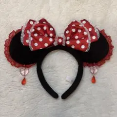 ディズニー カチューシャ イヤリング ミニー ドット 水玉 赤 レッド