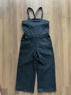 【GU】140cm ブラックデニムサロペット