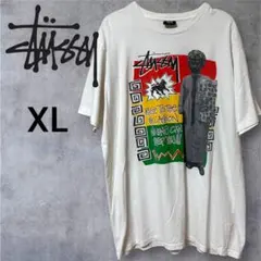 Stussy Tシャツ XL ホワイト ビッグロゴ 半袖 ステューシー ラスタ