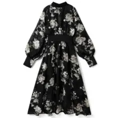 GRL 花柄シフォンワンピース 黒