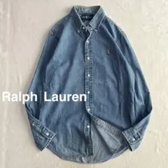 90s ラルフローレン 長袖 デニムシャツ BD カスタムフィット M