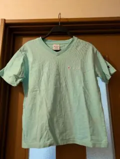 Champion ミントグリーン Vネック Tシャツ M