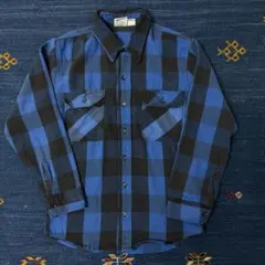 80s Prentiss ネルシャツ USA製 XL 青×黒