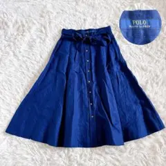 ラルフローレン　フレアスカート ブルー 80s USA製 ポロ カントリー ラルフローレン マキシ丈 デニム