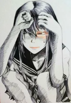 原画 イラスト セーラー服 アナログ ミニキャンバス かわいい - メルカリ