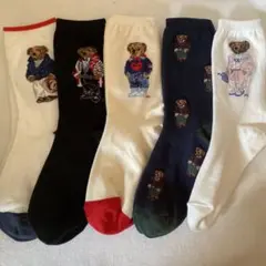 ポロラルフローレンのレディース用ソックス5足セット、新品、サイズ22-24cm