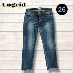 美脚 Ungrid インディゴ フレイドヘムストスリ 26 L ストレッチ 濃紺