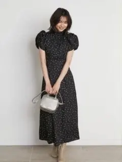 SNIDEL スナイデル Sustainable ギャザーパフスリーブワンピース
