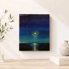 真作】油絵 絵画【The Mystic Sea】海 満月 夏インテリア 原画 - メルカリ