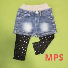 デニムショートパンツ　ハート柄スパッツ　2点セット