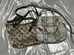 【2点】COACH コーチ ショルダーバッグ 2way オプアート/チェック柄