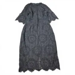 DRESS+ 総レース ワンピース XL チャコール グレー ドレス 結婚式