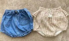 tete a tete かぼちゃパンツ　セット　70〜80 デニム　チェック