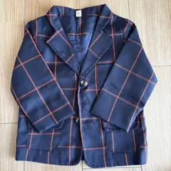 ネイビー/オレンジ チェック スーツ セットアップ100