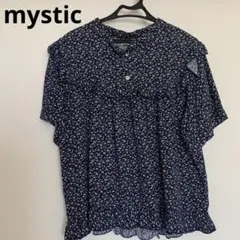 mystic ミスティック 花柄ブラウス ネイビー 半袖 春夏