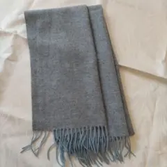 最終値下げ♫カシミヤ100%　グレー✕ブルー　マフラー　新品未使用